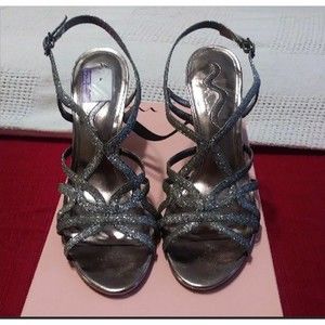 Nina Strappy Gunmetal Glitter Heels Size 11 M